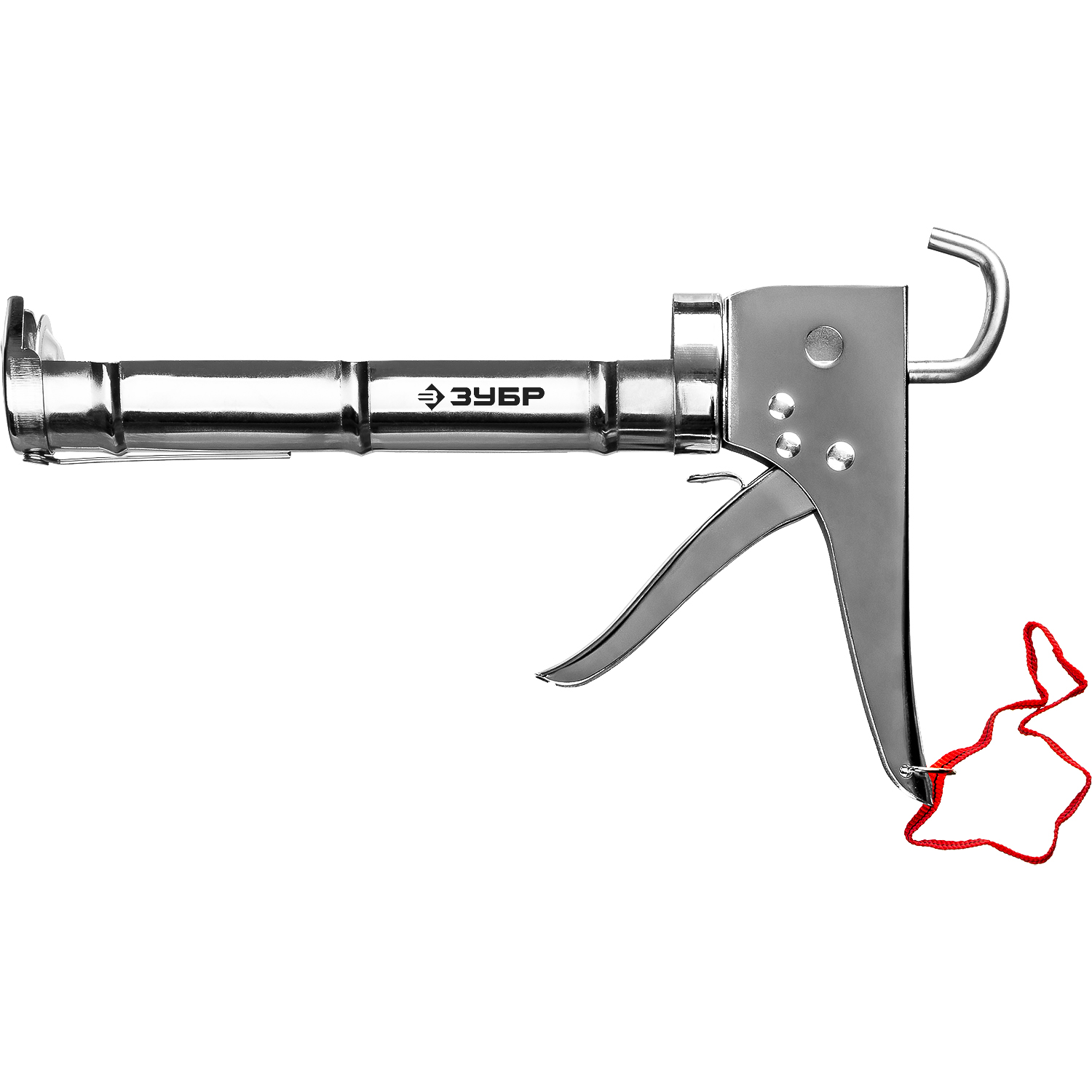 ЗУБР 310 мл, хромированный, полукорпусной пистолет для герметика, Профессионал (06625) — Фото 1