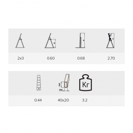 Стремянка стальная Алюмет двухсекционная 2x3 ступени (8203)