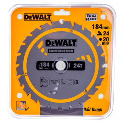 Диск пильный по дереву DeWalt CONSTRUCT DT1951 184х20мм 24T